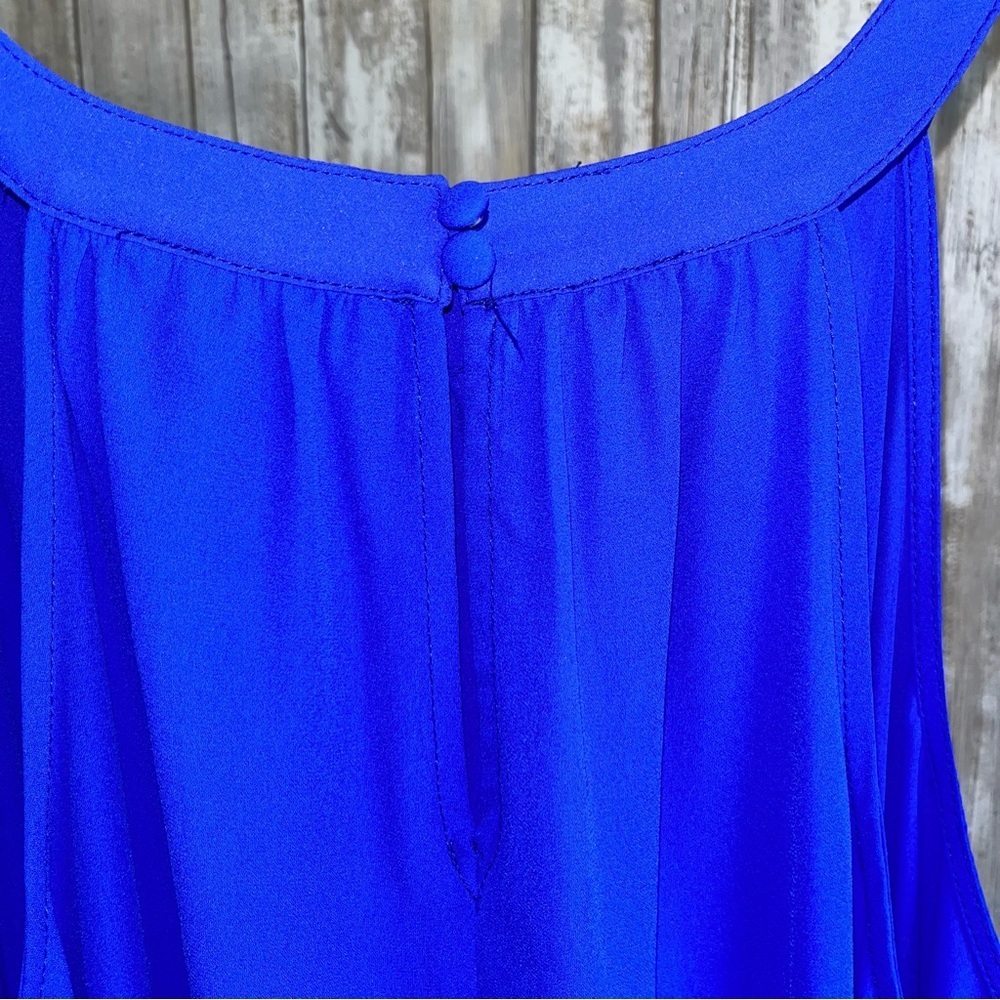 Torrid Electric Blue Halter Tank 2X Georgette High Low Flowy Sleeveless Blouse - Picture 7 of 8